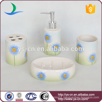 2014 Beautiful Gradient Blue Flower Ceramic Gift Bathroom Set